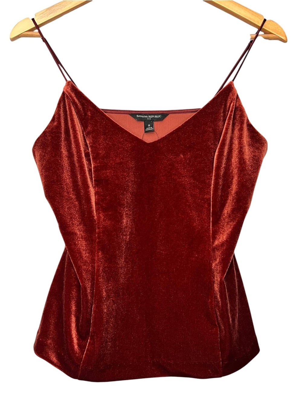 Banana Republic NWT Rust Red Velvet Cami Tank Top Small V-Neck Romantic Fall